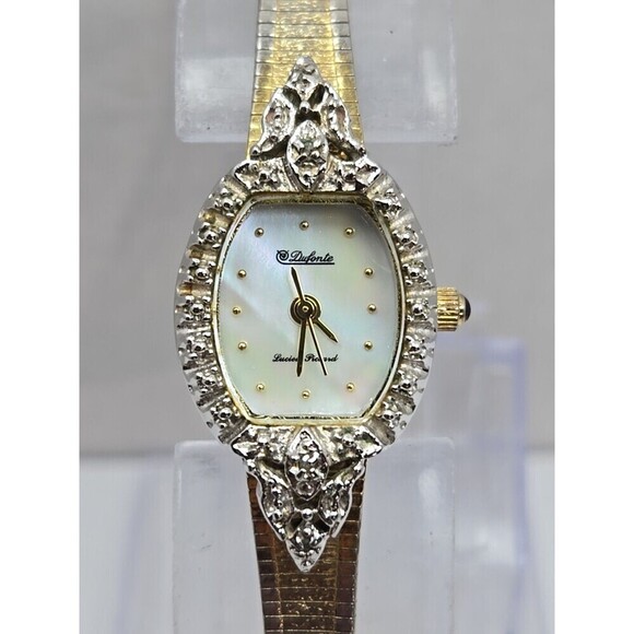 Dufonte Lucien Piccard Womens Diamond Watch Gold Tone Dainty Dress New Battery main image 9